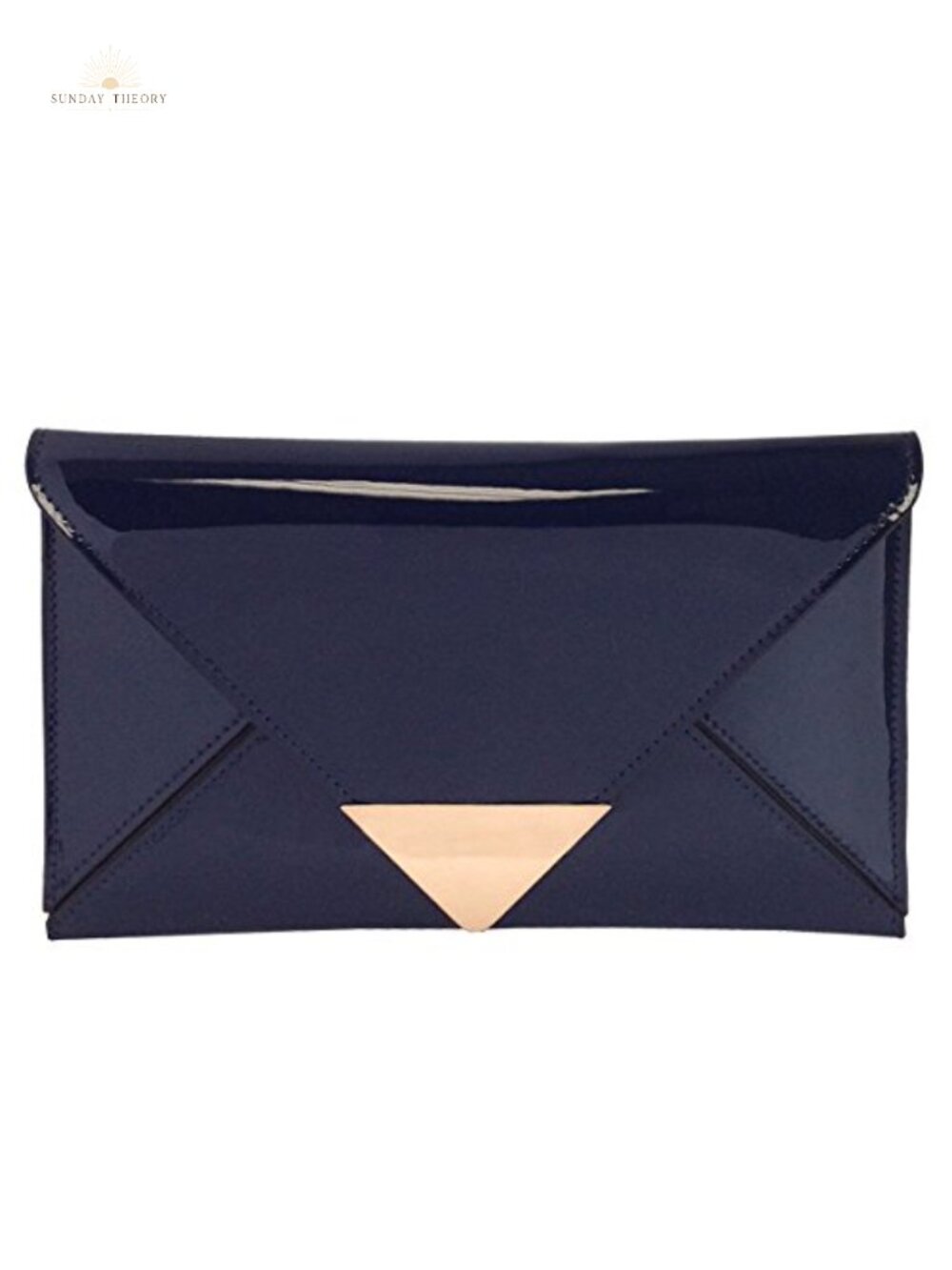 Faux Patent Leather Glossy Envelope Clutch Evening Bag with Chain Strap